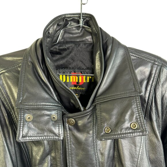 Vintage Dimitri Couture Black Leather Jacket – Men’s Medium, Moto Utility Style - Picture 5 of 11
